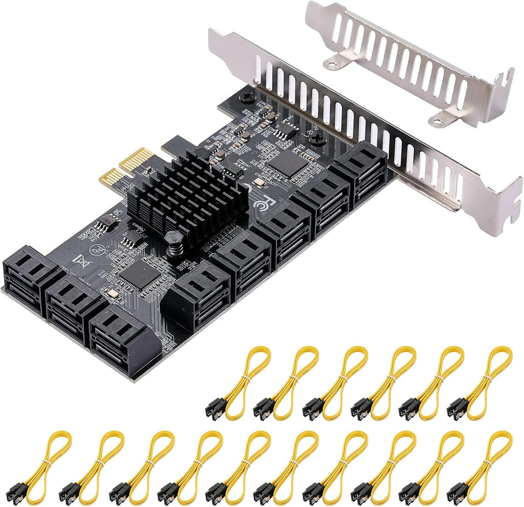 PCI Express to 8 Ports 4X SATA 3.0 Controller PCIe Expansion Card, Low Profile Bracket, 8 Cables, Pack of 2 A142161