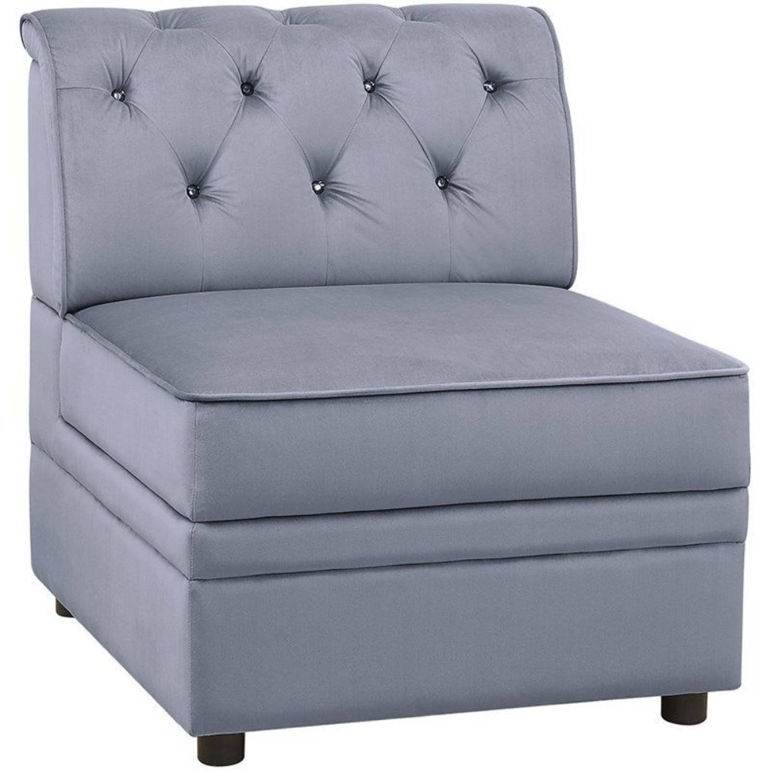 Gray Velvet Modular Armless Chair Z13731