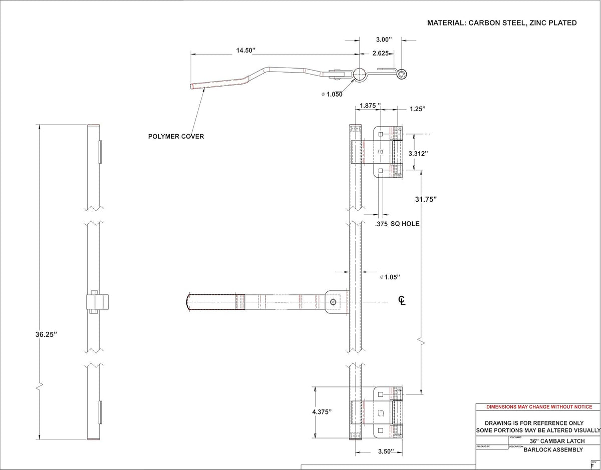36 Zinc Cargo Trailer Door CamBar Latch Tamper Proof Hinge & Mounting Hardware Pack of 2 G486