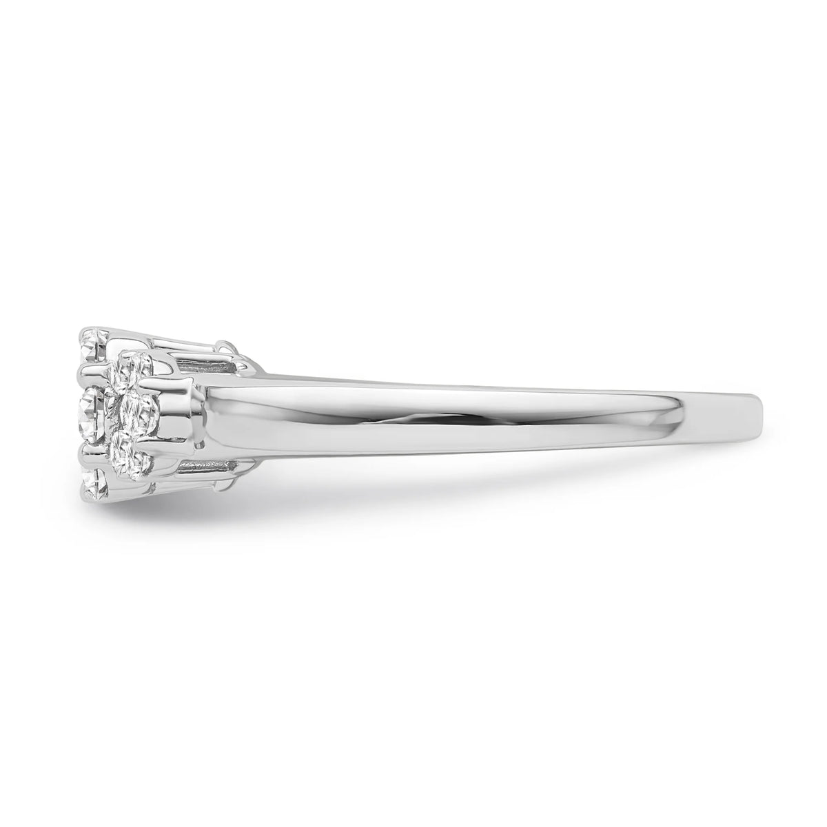 10K White Gold Diamond Cluster Band Ring, Size 8 O7645