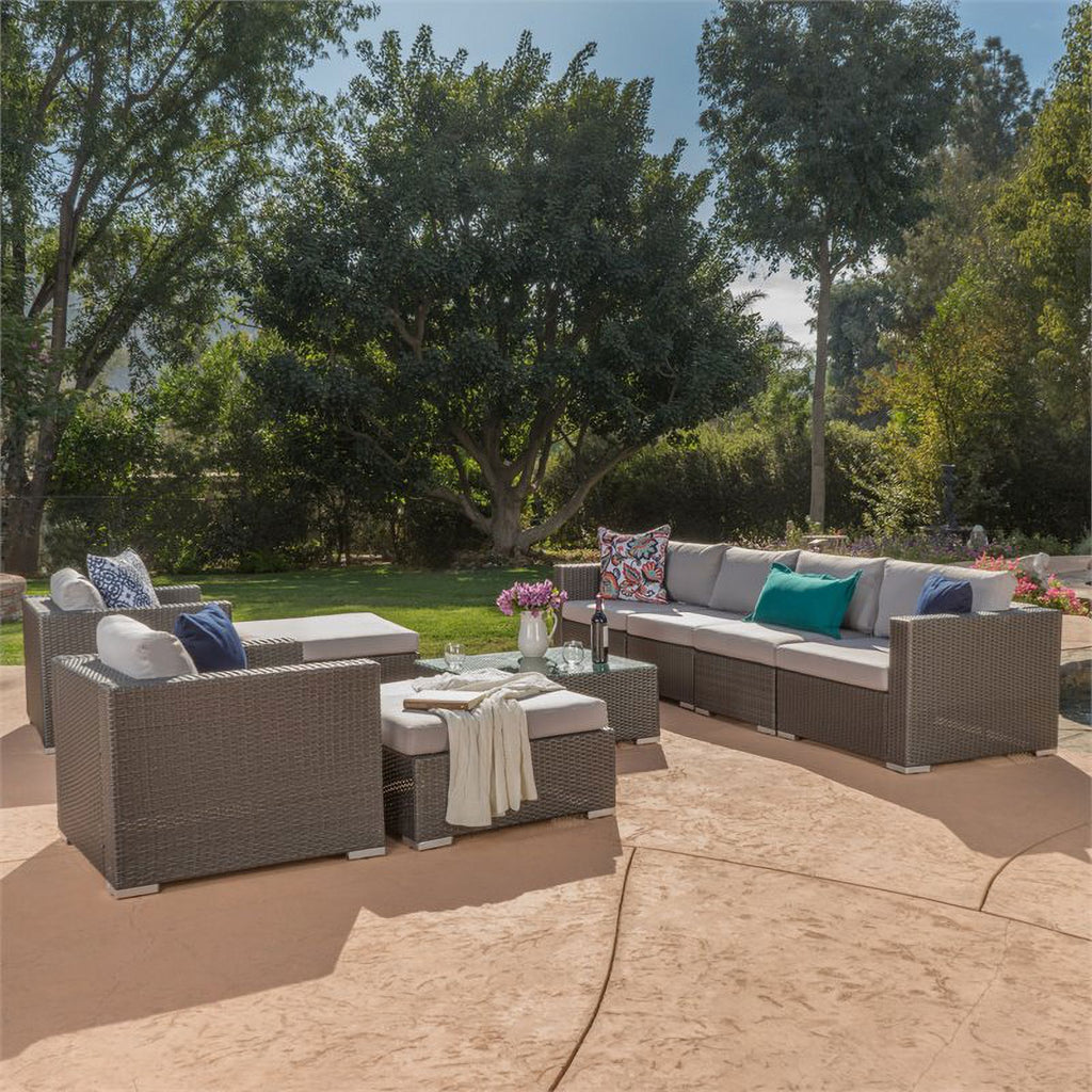 Grey Wicker Sectional with Aluminum Frame K18683