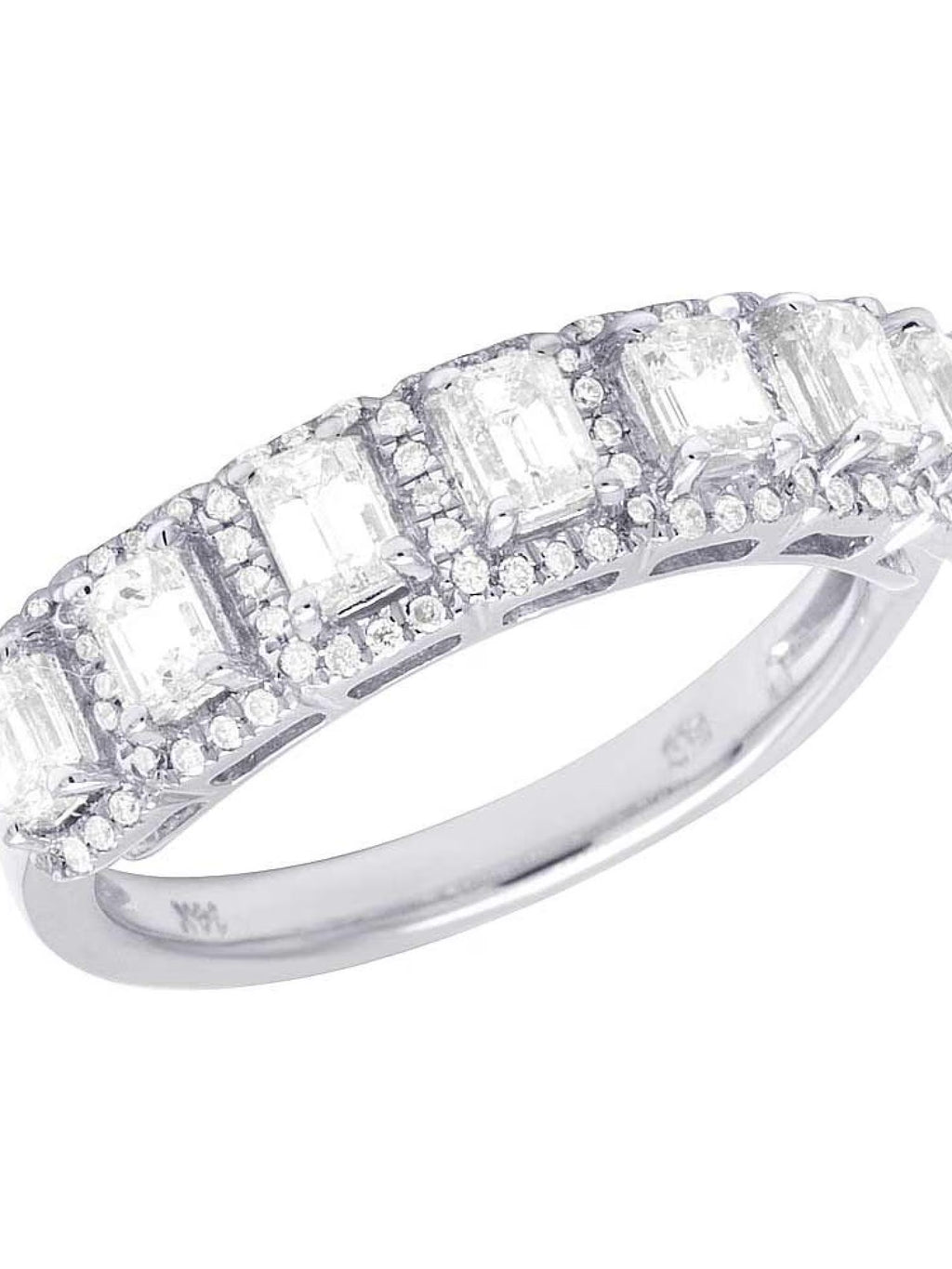 14K White Gold Diamond Emerald Solitaire Ring 1.25 Ct 5MM I8267