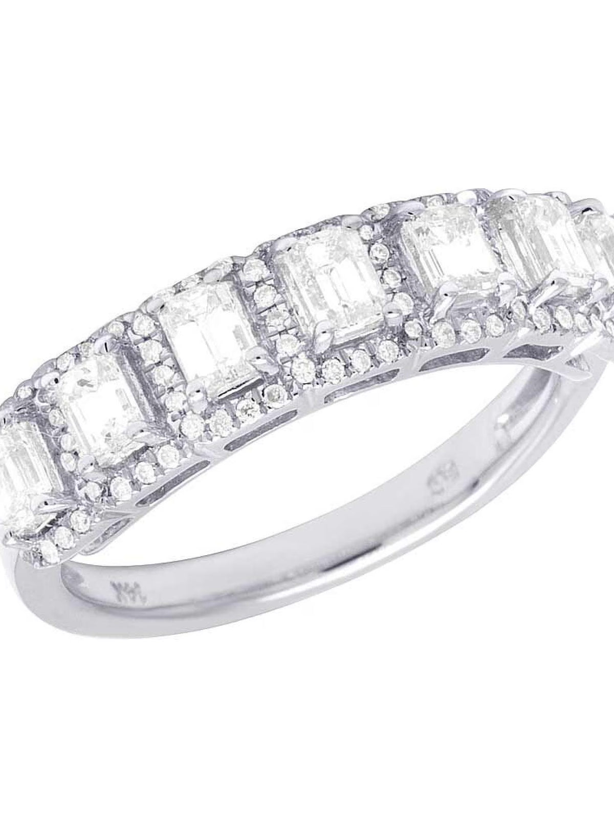 14K White Gold Diamond Emerald Solitaire Ring 1.25 Ct 5MM I8267