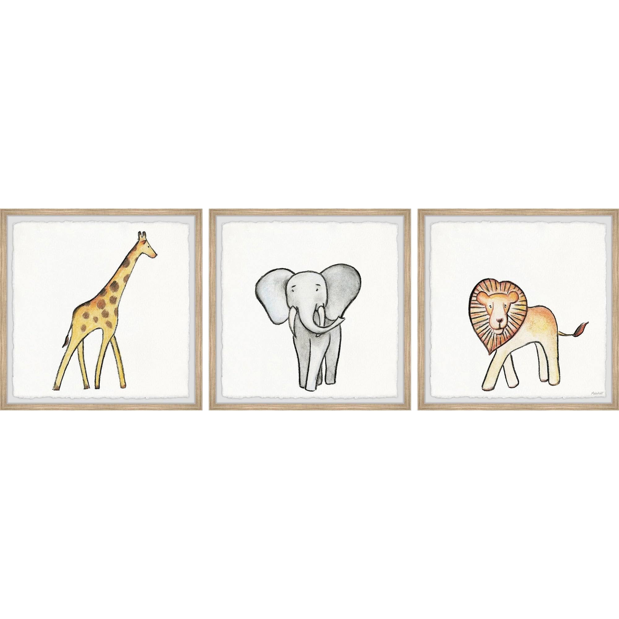 African Safari Animals Triptych, 32 inch x 96 inch N37171