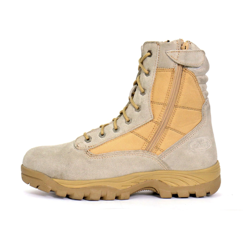 Tan Leather Lace Up Boots with Zippers I46912