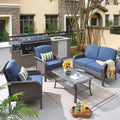 4 Pieces Outdoor Wicker Sectional Couch with Cushions V959