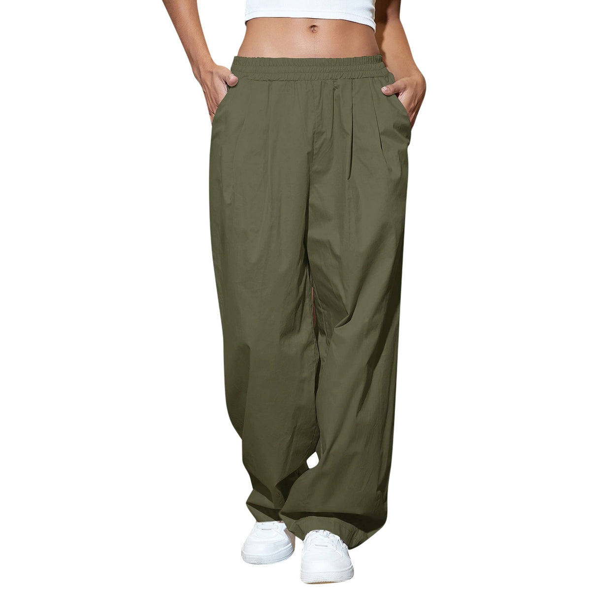 Black High Waist Baggy Cargo Pants Y170167