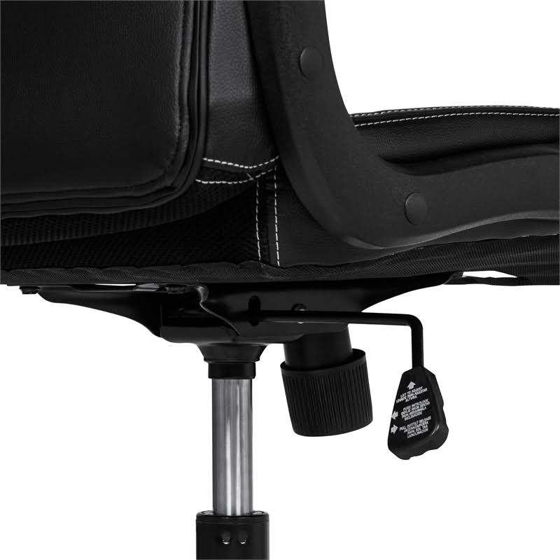 Black PU Leather Office Chair with Metal Base W5965