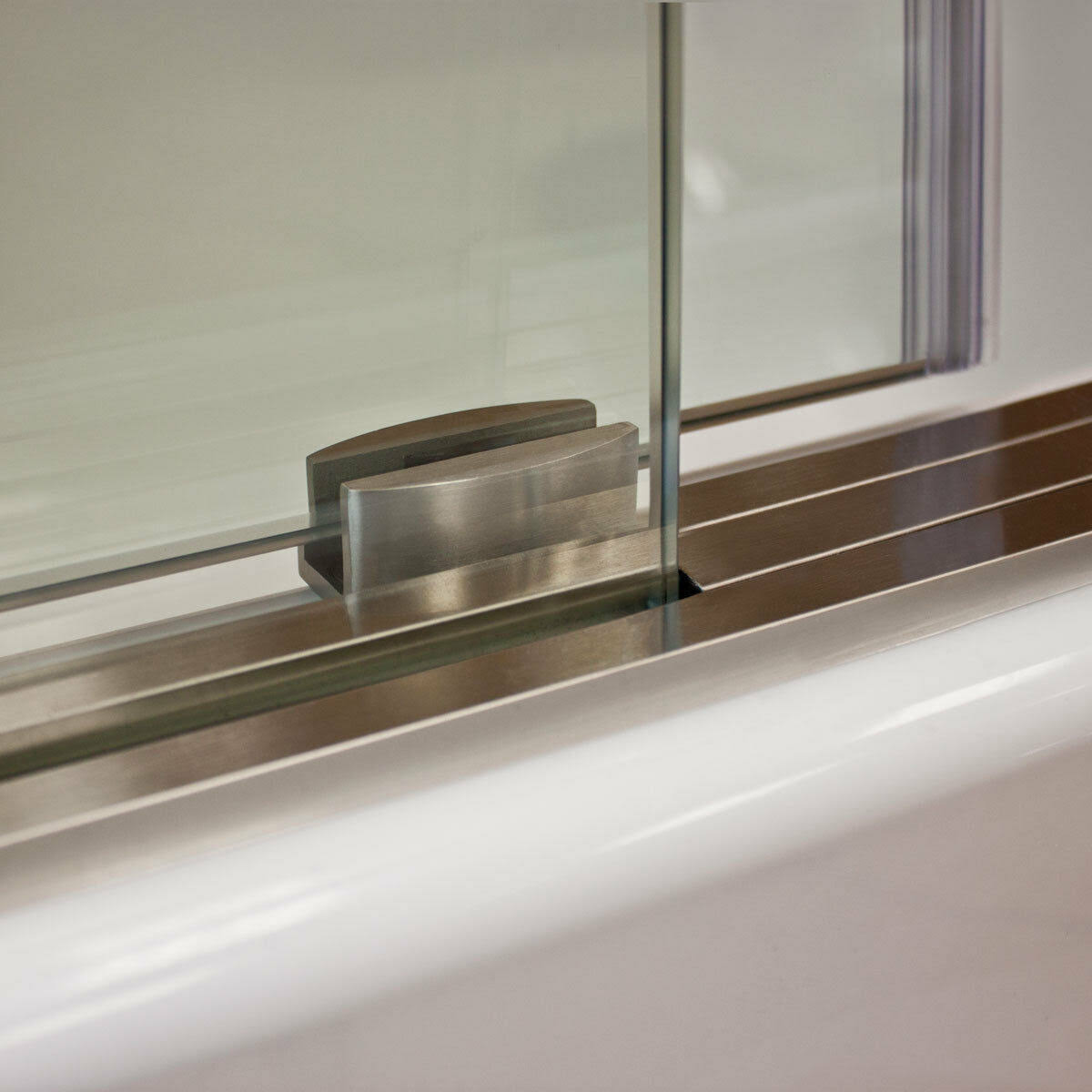 Brushed Nickel Sliding Shower Door with Stationary Panel G538