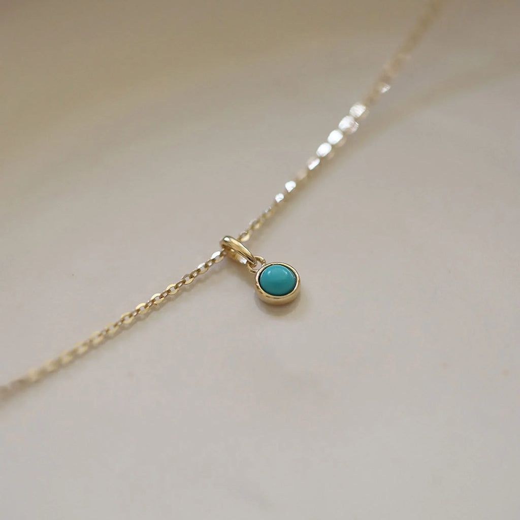 Blue Turquoise Gold Filled Sterling Silver Necklace X155