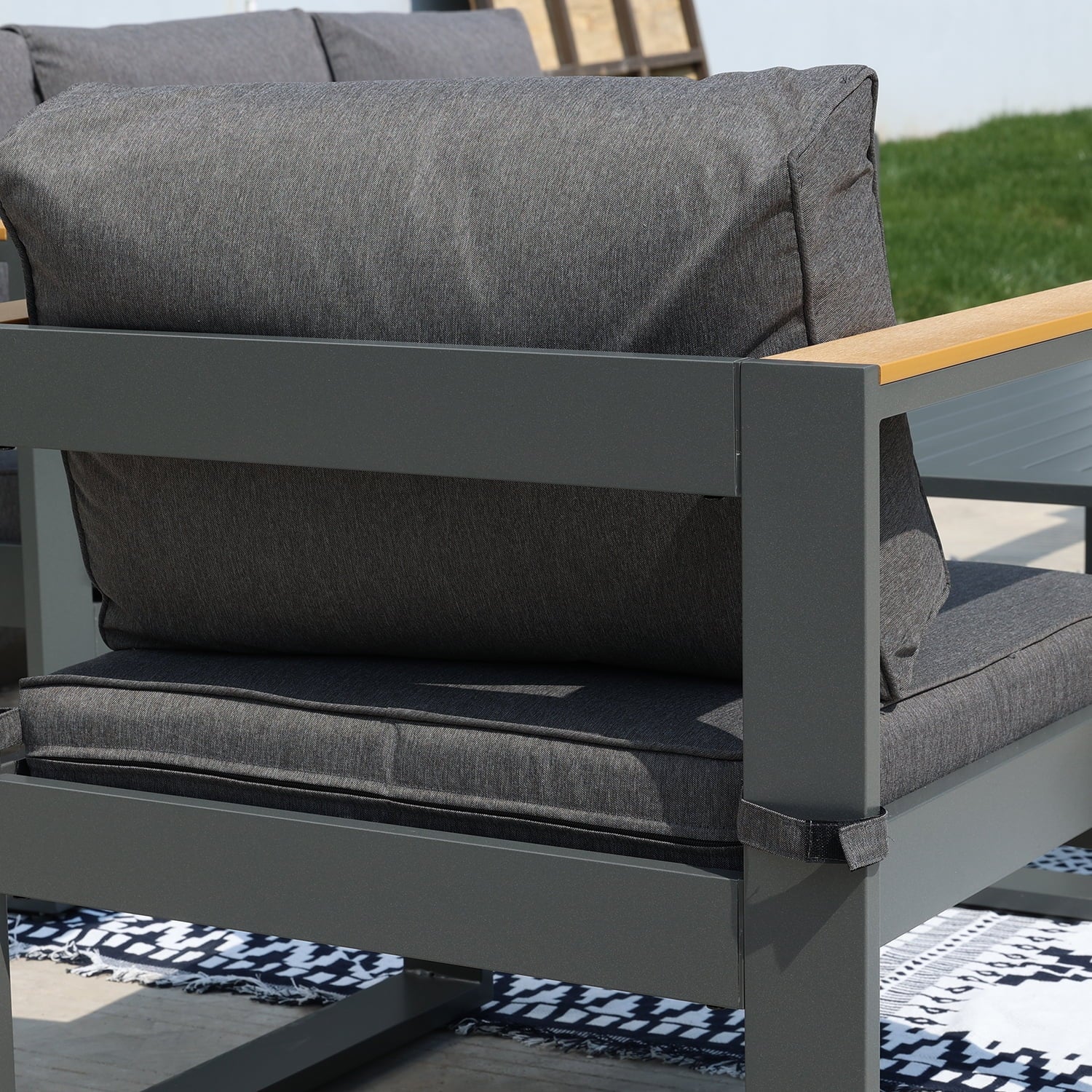 Aluminum Patio Loveseat Sofa Couch with Thick Cushions Y6331