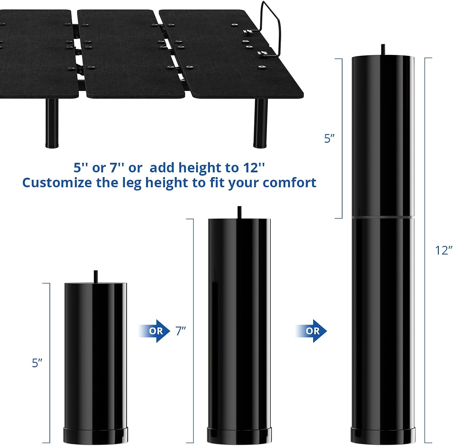 Black Twin XL Adjustable Bed Base with Wireless Remote V544468