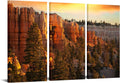 Large 3 Piece Canvas Wall Art Sunset at Grand Canyon National Park Panoramic Landscape Artwork Ready to Hang 16x32x3 W341