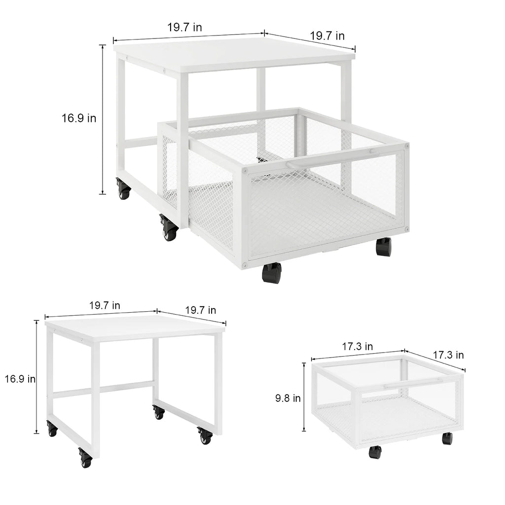 Mobile Mini Fridge Stand with 4 Lockable Wheels Rolling Fridge Cart I5428