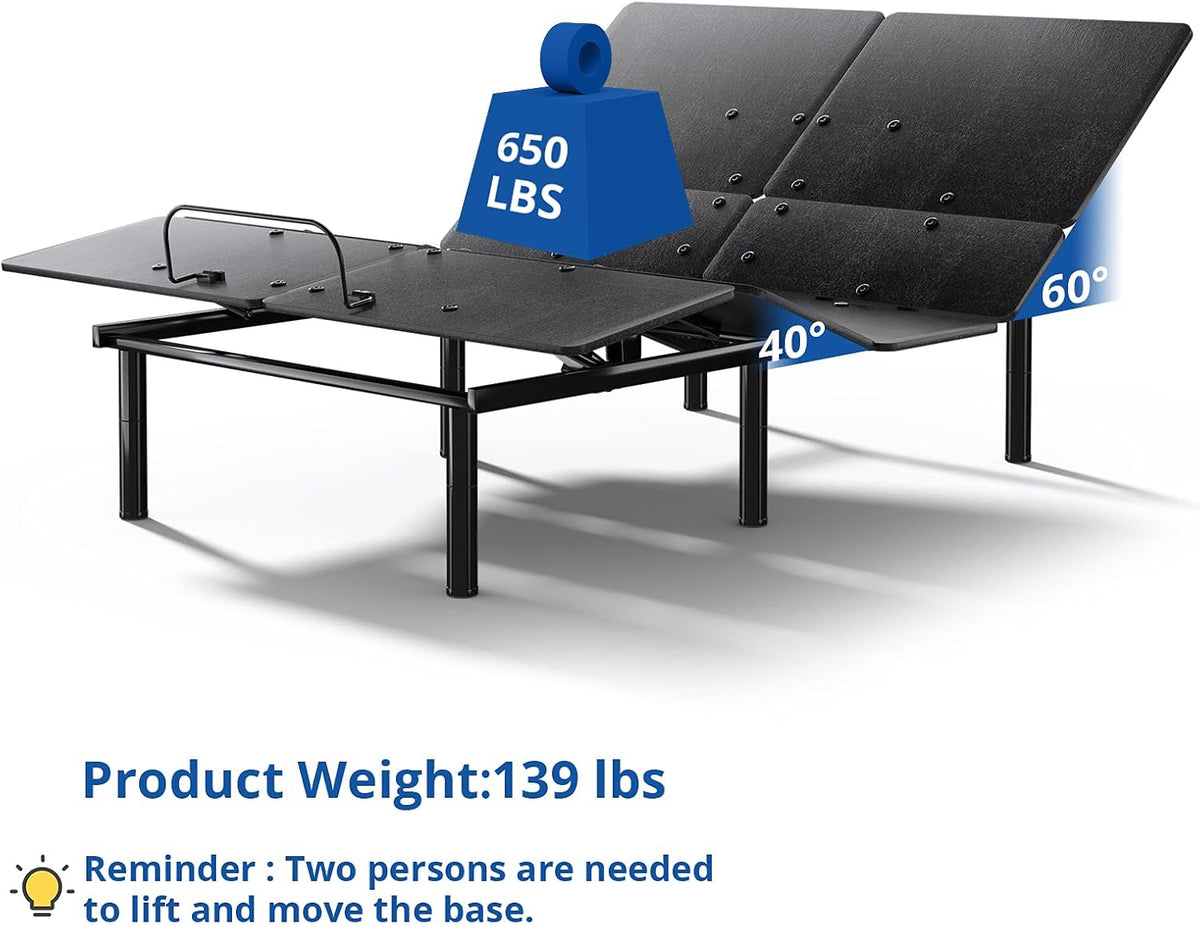 Black Twin XL Adjustable Bed Base with Wireless Remote V544468
