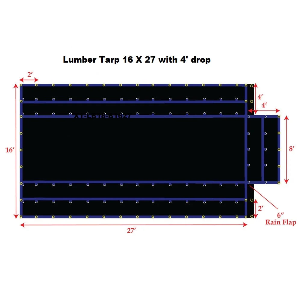 Black Flatbed Truck Tarp with 4' Drop G38949