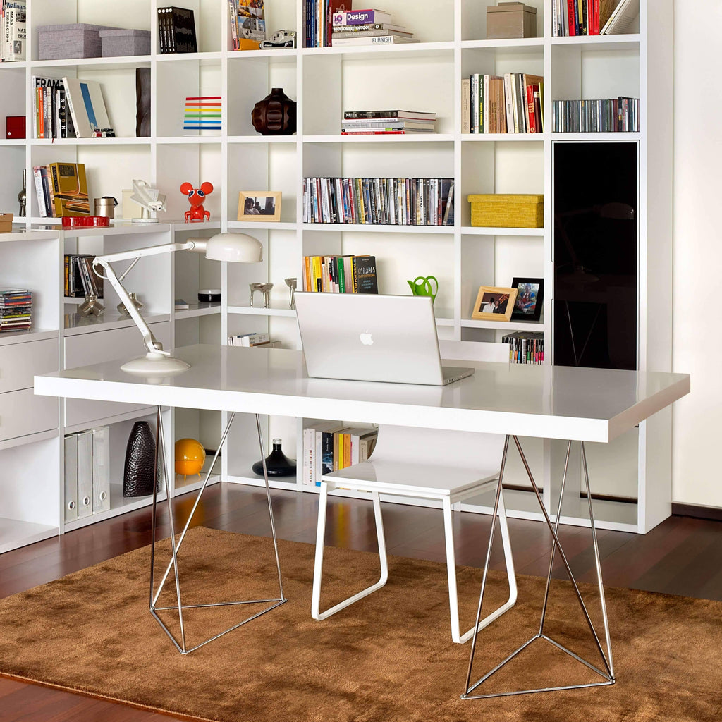 Walnut Chrome Table Top with Trestles W605