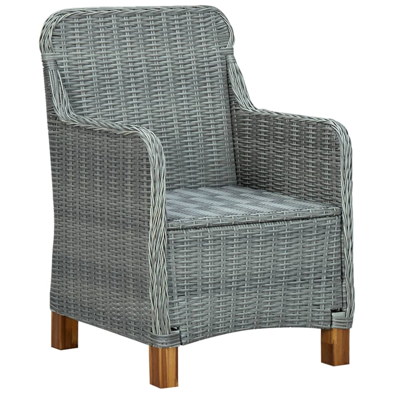 Gray Poly Rattan Patio Chairs with Cushions 2 pcs B952