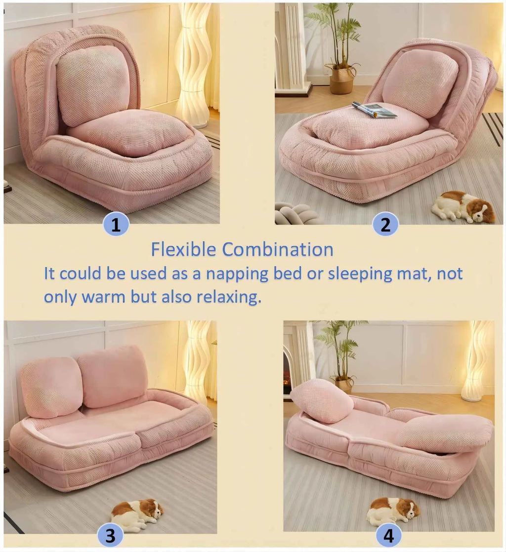 Pink foldable 5-seater recliner sofa chair B264958