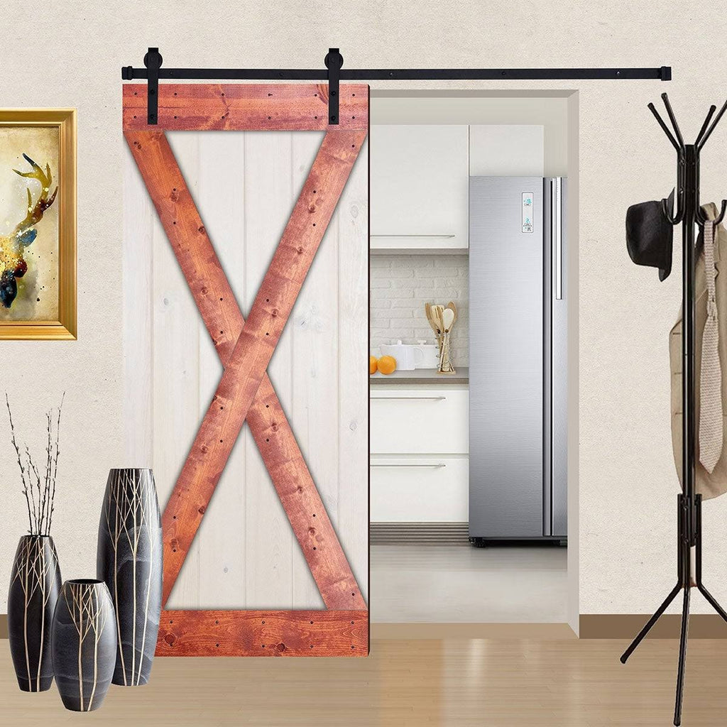 Black & White Contrast Wood Single Barn Door P9042