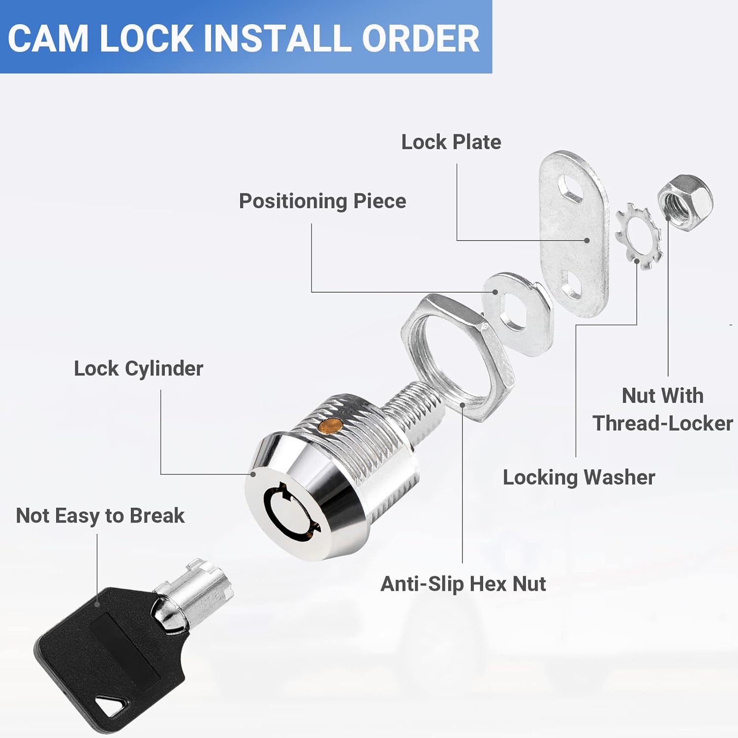 1-1/8 Inch Chrome Tubular Cam Lock 6 Pack D770830