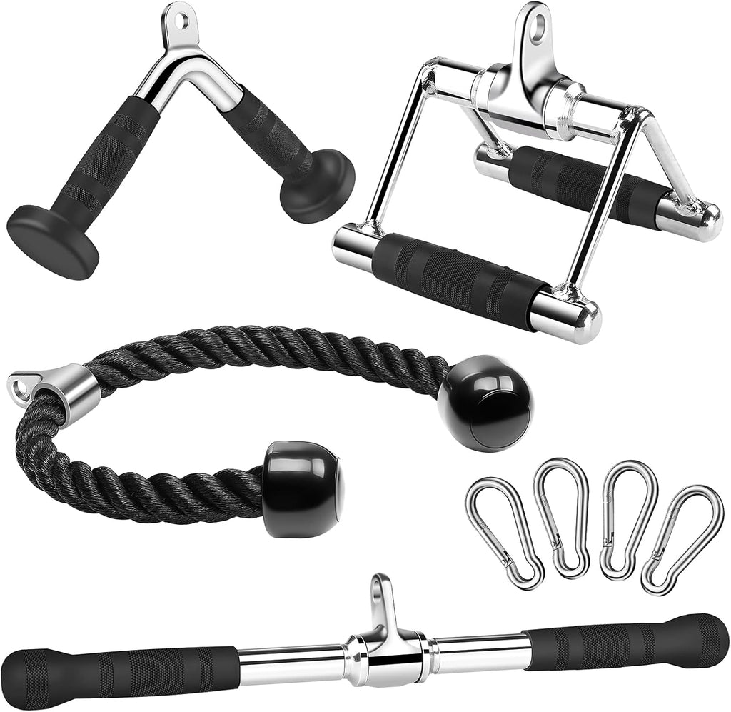 Gym Cable Attachments Double D Row Handles Tricep Rope V Shaped Bar Rotating Straight Bar L9669