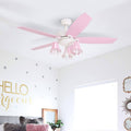 48-Inch White/Pink LED Ceiling Fan M8062