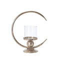 Small Clear and Silver Metal Candle Holder with Glass Hurricane X113