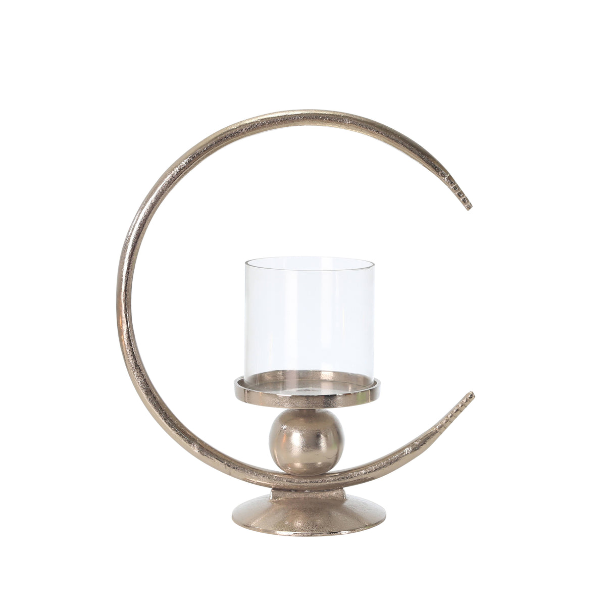 Small Clear and Silver Metal Candle Holder with Glass Hurricane X113