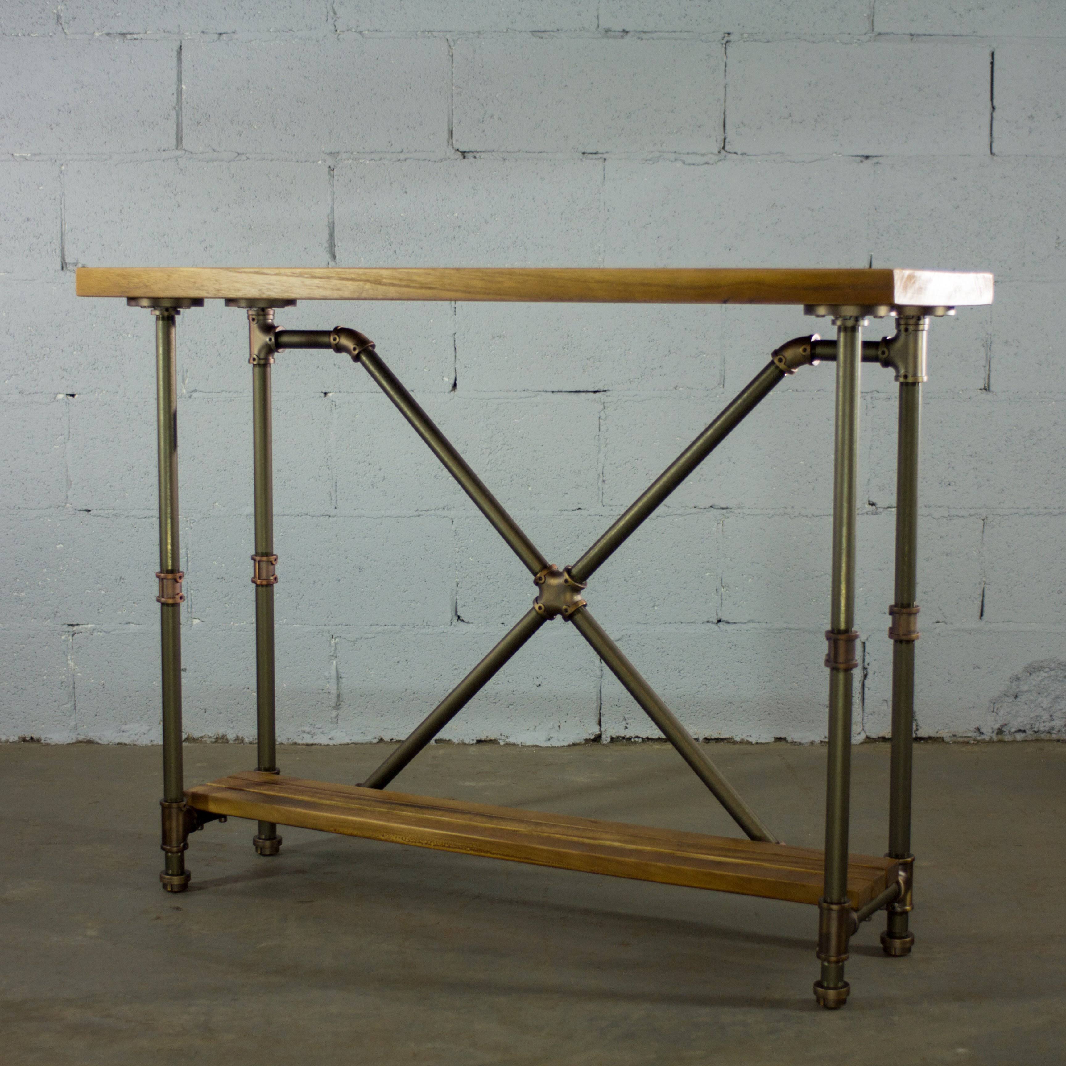 Bronze Industrial Console Table O4223