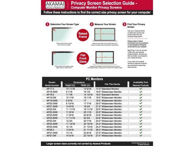27 inch Privacy Screen Filter for Widescreen Computer Monitors H20955