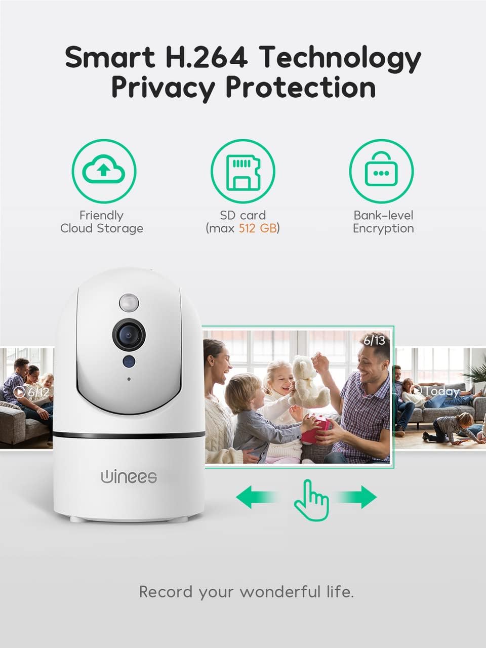 1080P Indoor WiFi Baby Monitor with Night Vision, 2 Way Audio, Pack of 2 V25795