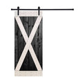 Black & White Contrast Wood Single Barn Door P9042