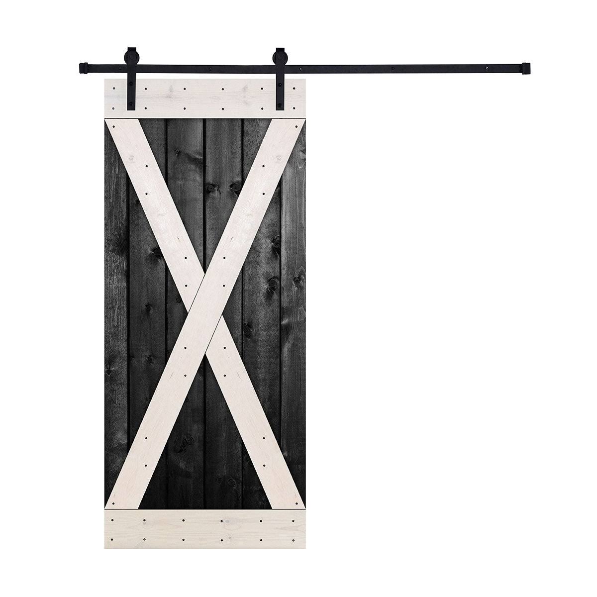 Black & White Contrast Wood Single Barn Door P9042